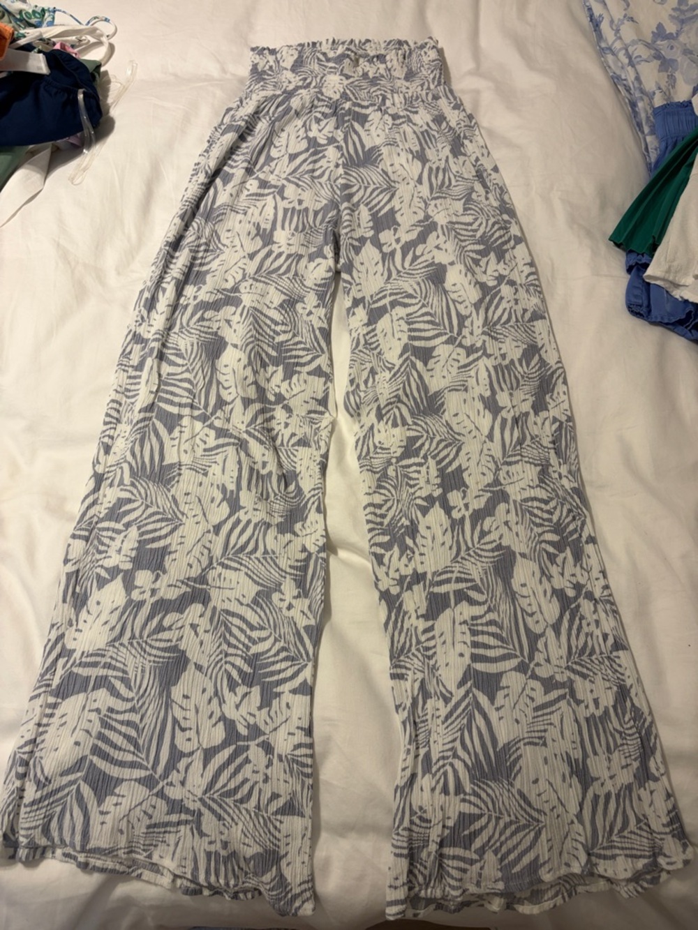 Salty Crew Blue & White Smocked Waist Beach Top